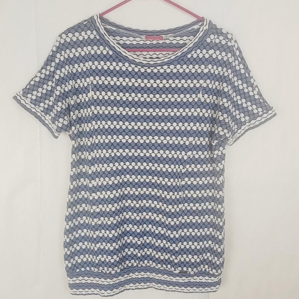 Happy Mum grey polka-dot print breast feeding zip front top Size Med Maternity